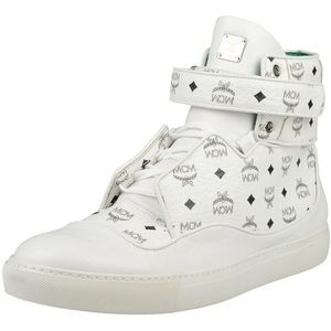 MCM Men's White Leather Hi Top Fashion Sneakers Shoes. MCM-10.MODEL: 4S1L52